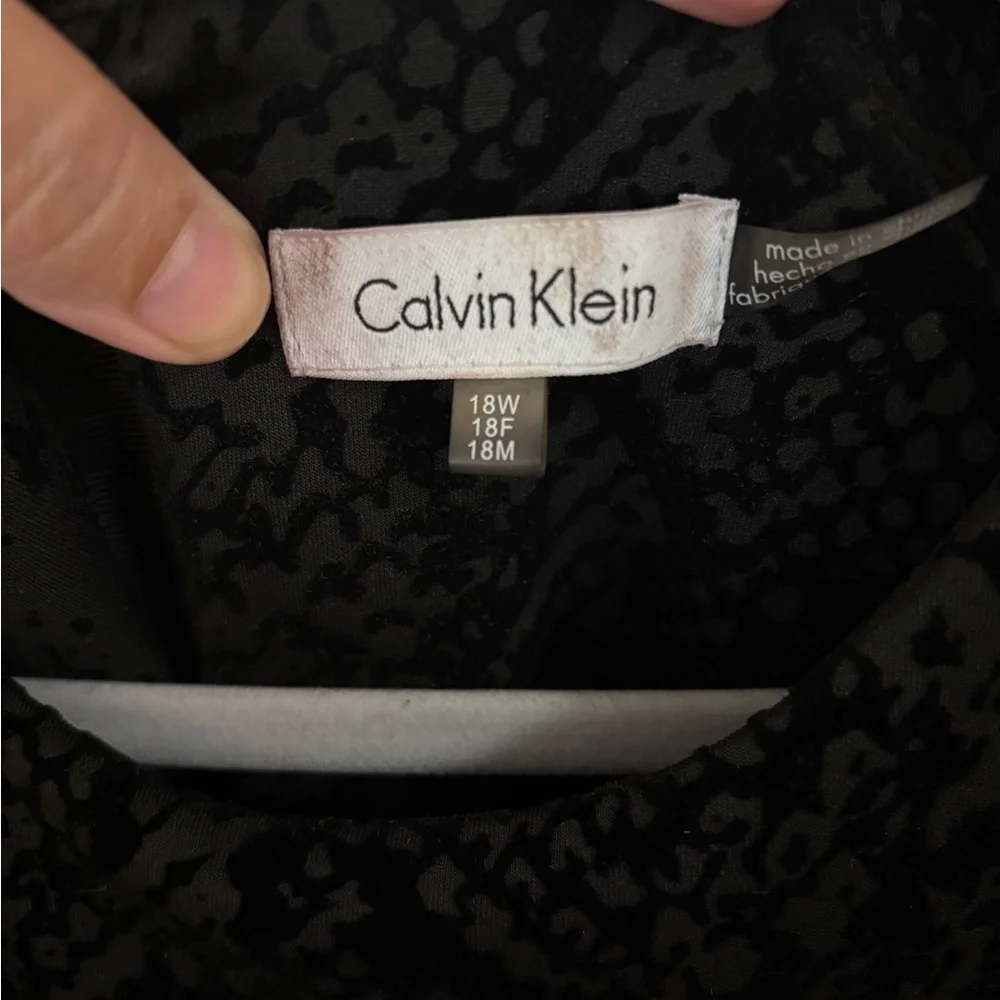 Calvin Klein Plus Size Sheath Dress | Black Textured Snakeskin Print | 18W - Picture 5 of 6